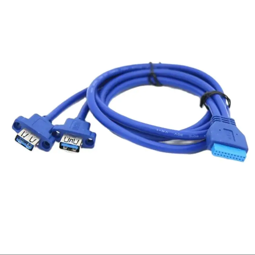 

2 x USB 3,0 двойной порт USB гнездовой винтовой монтаж типа панели к материнской плате 20-контактный кабель ПК чехол одиночные кабели 20Pin 30 см 50 см 80 см