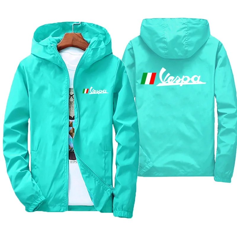 2024  summer Vespa motorcycle logo new bomber casual men\'s fashion outdoor zipper ultra-thin sports sunscreen clothing.