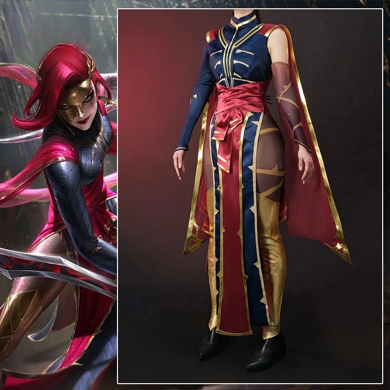 

Игра LOL Prestige Masque of the Black Rose Katarina Косплей Костюм Игра LOL Экипировка Хэллоуин Женский Костюм Новая Кожа