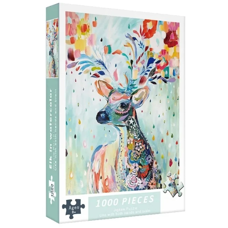 

1000pcs Puzzle for Adult Colorful Elk High Difficulty Decompression Games Educational Toys Christmas Gifts Decorative Painting