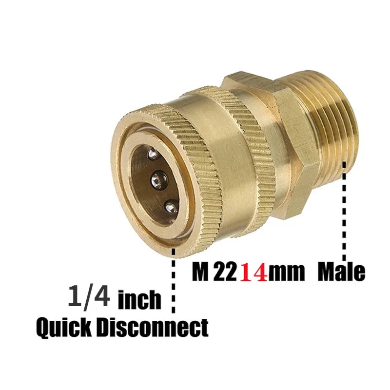 

Pressure Washer Adapter Set Quick Connect Kit Metric M22 14Mm to 1/4 inch Female Swivel To M22 Male Fitting 5000 Psi