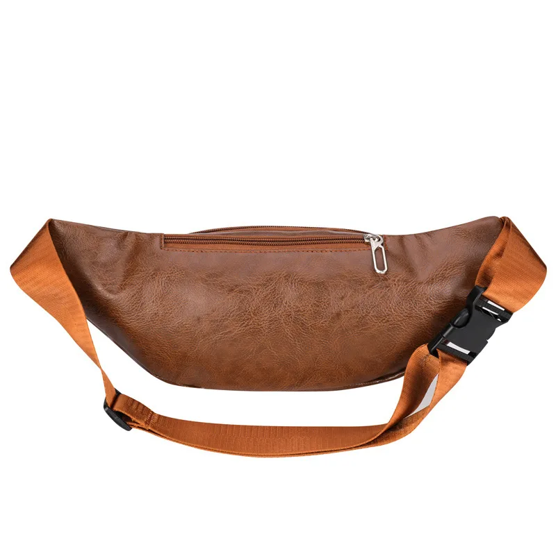 Men\'s PU Leather Waist Bag Multi-Functional Single Shoulder Cross Body Under Arm Chest Bag Business Leisure Sports Waterproof