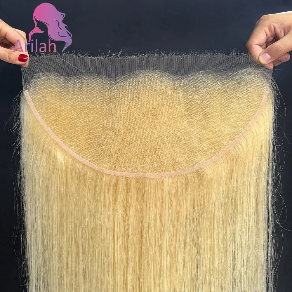 

Блонд 613, 13x6, кружевной фронтальный топик, имитация кожи, 12A, бразильские натуральные блонд-волосы, 12-20 дюймов, предварительно прорезанные, с полными концами