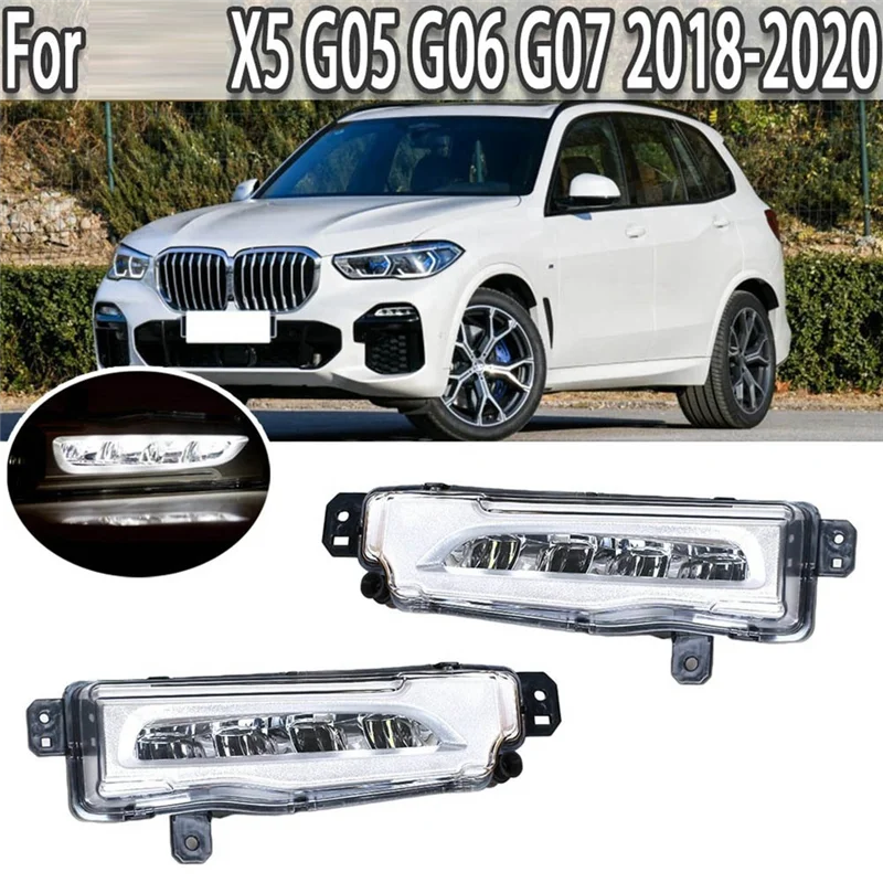 

Car Front Fog Light Lamp LED Daytime Running Light for BMW X5 X6 X7 G05 G06 G07 2018-2020 63177406365 63177406366