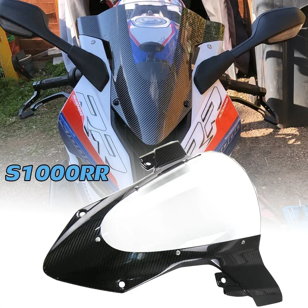 Carbon Fiber Windshield Windscreen Wind Deflector For BMW S1000RR 2019 2020 2021 2022 S1000 RR Accessories Moto Double Bubble