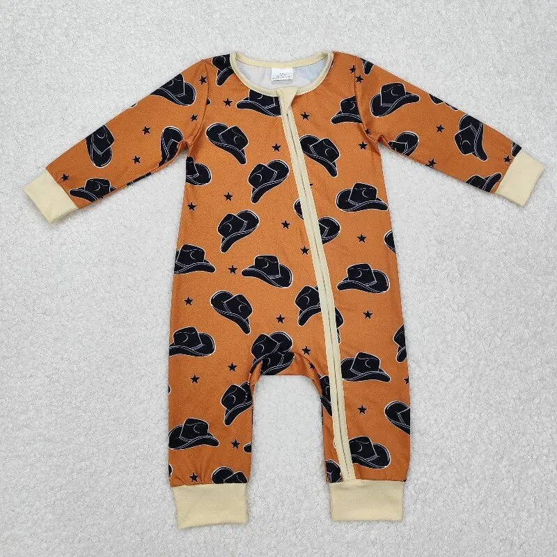 

New rts western style baby boys rompers wholesale boutique horse riding cactus alpine long sleeve onesie
