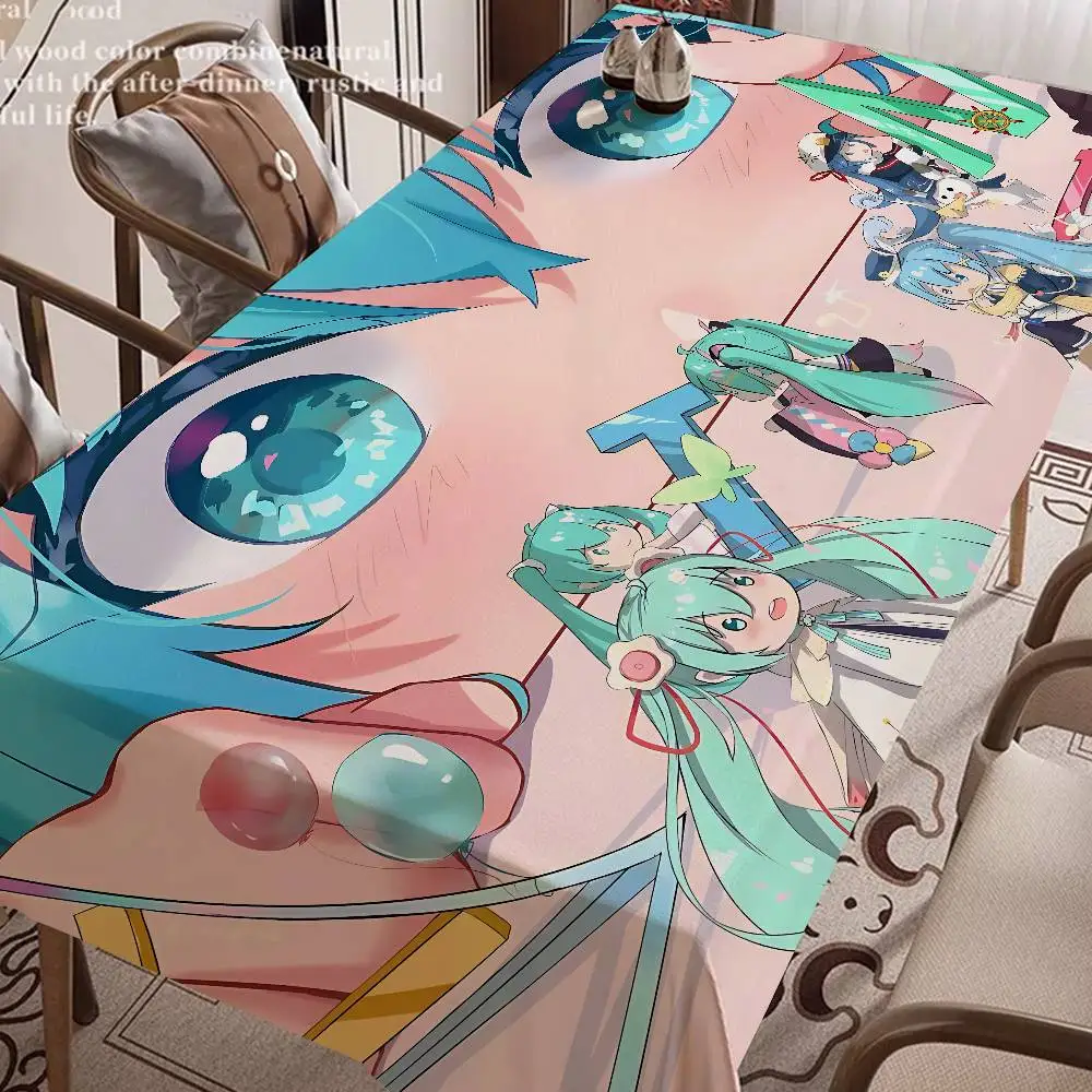 Niedliche H-Hatsune M-Miku Tischdecke, Geburtstagsfeier, Hochzeit, Weihnachten, Tischdecke, abwischbar, Schreibtischdecke, Dekorabdeckungen, rechteckig