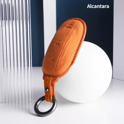suede Car Smart Key Case Cover For Tesla Model 3 Model X S Model Y Bag Protector Fob Band Shell Holder Keychain Accessories