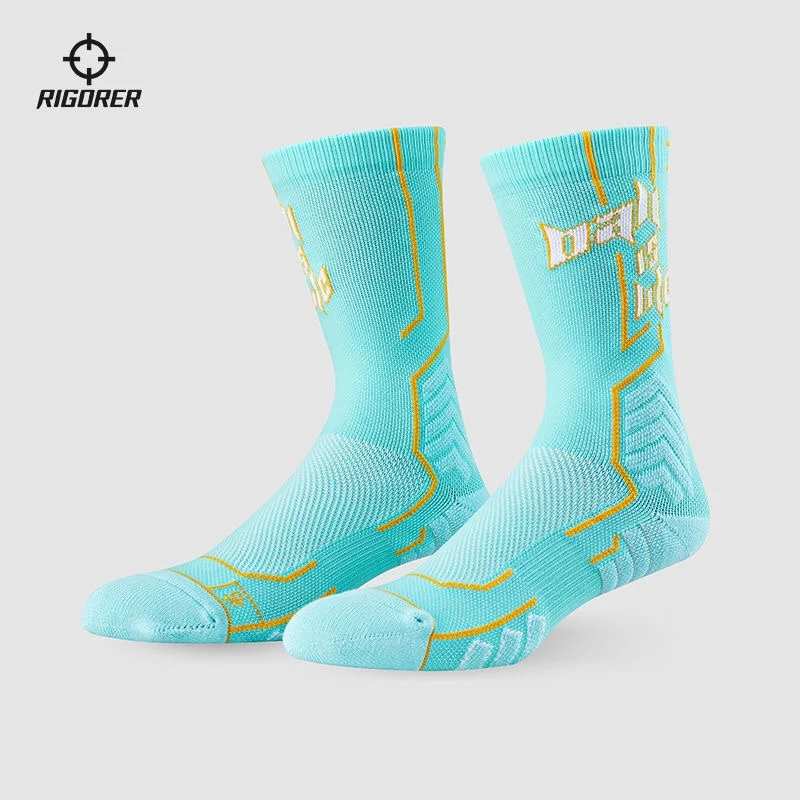 RIGORER Men Women High Top Socks Professional Training Anti Slip Outdoor Sports Socks Towel Socks Basketball Socks Soccer Socks