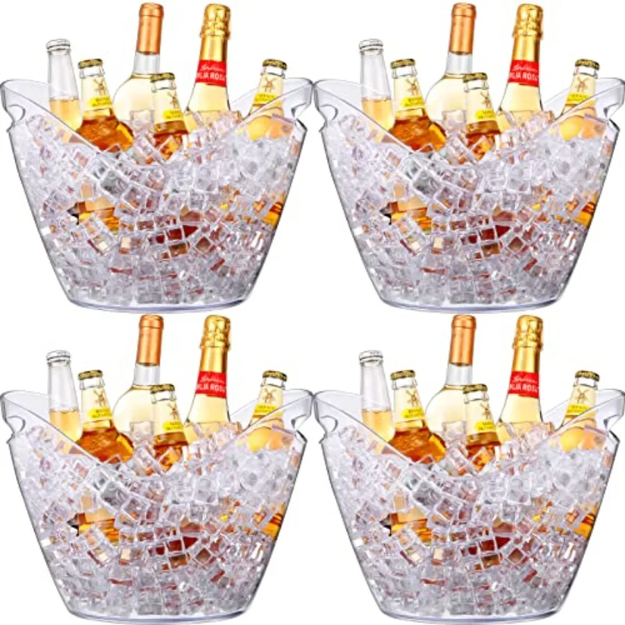 

Sunnyray Pack Ice Buckets Large Beer Bucket Clear Acrylic Drink Cooler Plastic Ice Beverage Tub Champagne Bottles Bucket Chille