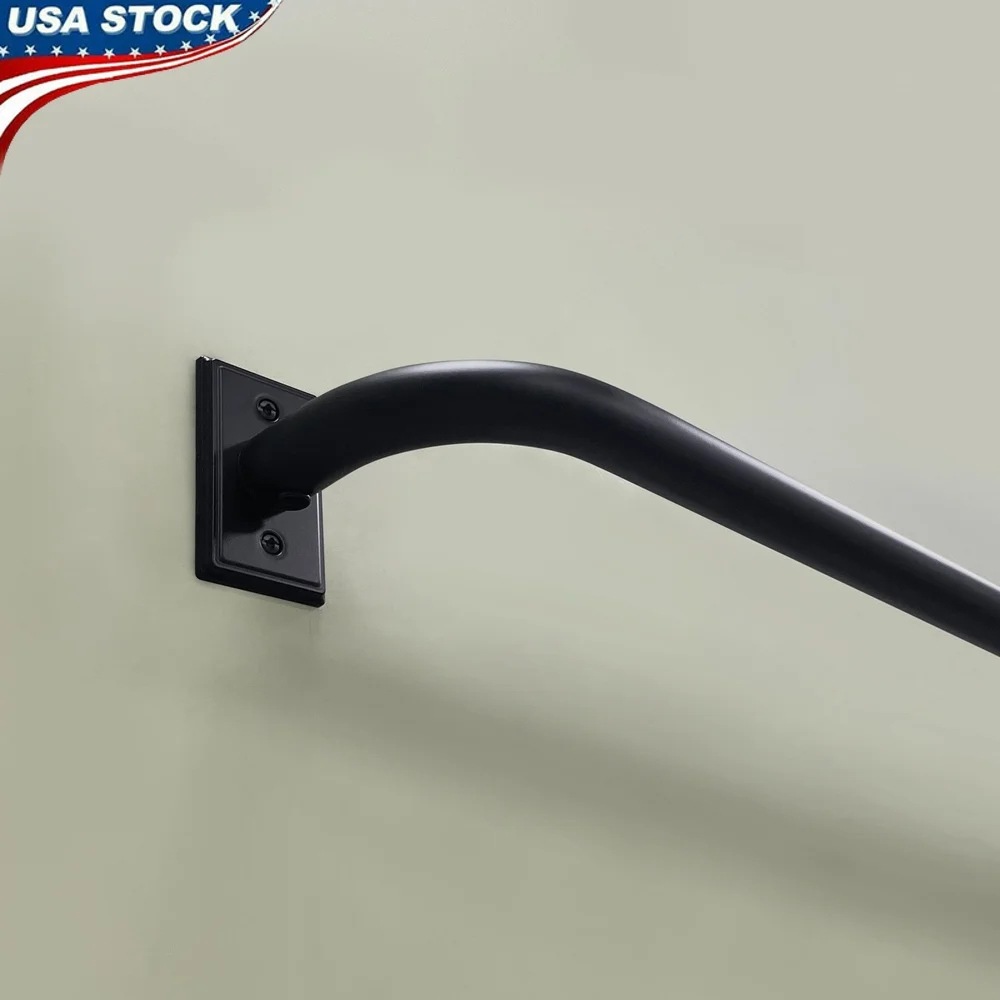 

Adjustable Metal French Wrap Curtain Rod 1 Inch Diameter Matte Black 42 to 120 Inch Includes Mounting Hardware Brackets