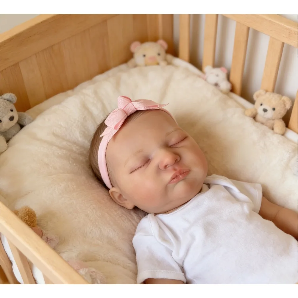 19インチのリボーンドール、眠っている新生児のローラ、3Dスキン、血管が見える、アートドール、ムニェカ、ベベ、リボーンドール、おもちゃ、子供へのプレゼント
