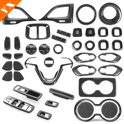 Car Full Set Carbon Trim Interior Moulding Window Lift Center Console Panel Inner Handle For Jeep Cherokee KL Accessories 2017+