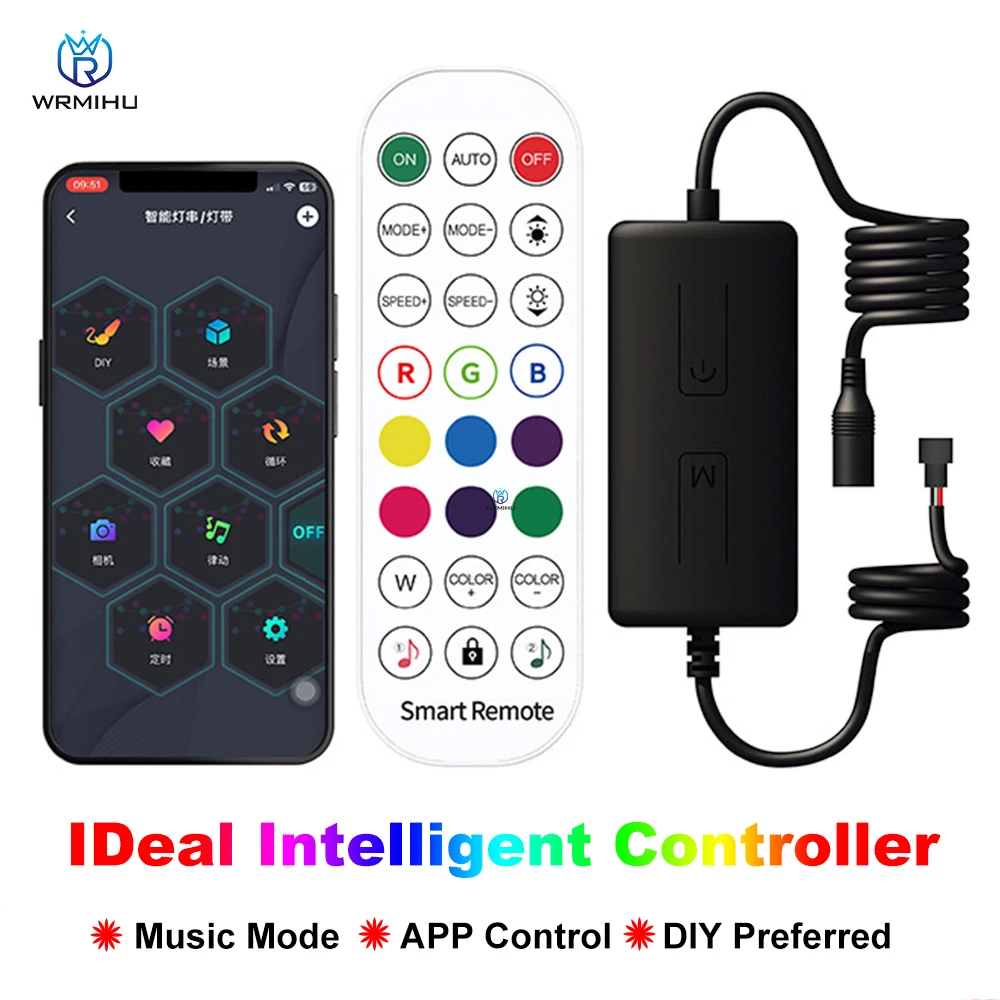 Music Bluetooth iDeal APP Controller For WS2812 WS2811 Light Strip Smart RGB LED Light String 12V 24V 24 key Intelligent Dimming