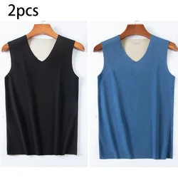 2pcs Men No Trace Thermal Underwear Sleeveless Vest Autumn WinterThermo Lingerie Man Warm Top Thickening Thermo Vest Undershirt