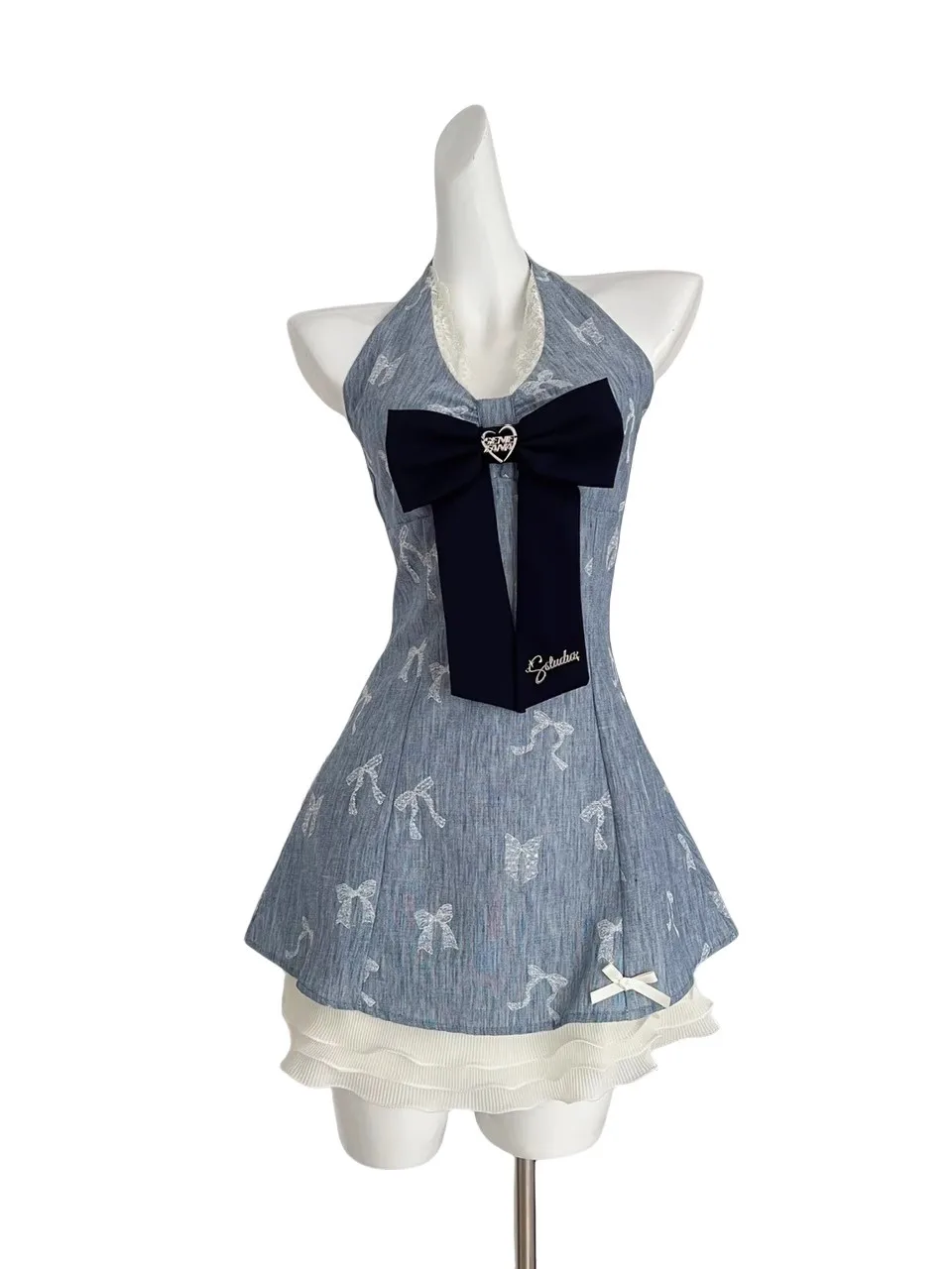 Letnia, słodka, pikantna spódnica z koronką, wyszczuplająca, z węzłem, damska, designerska, zmysłowa, z rozcięciem, z wysokim stanem, w kształcie litery A, midi.