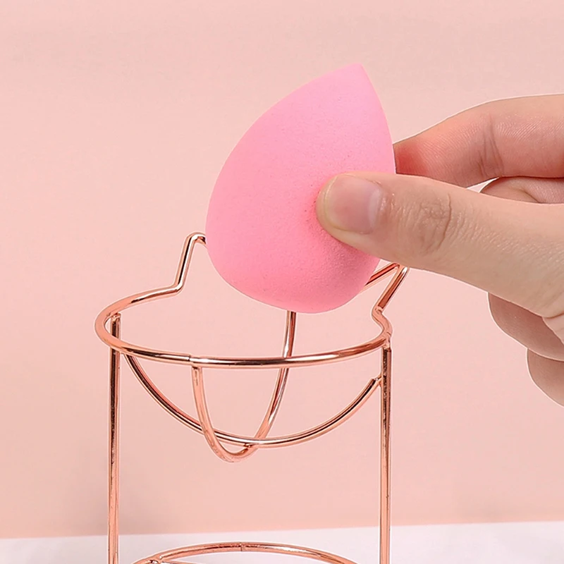 金属製メイクアップエッグラック、スポンジホルダー、乾燥ディスプレイ、パウダーパフブレンダー、収納、3層