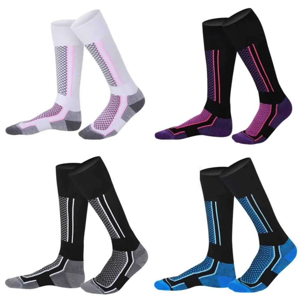 

1 Pair of Fashion Cotton Blend Ski Socks Warm Breathable Sports Socks Keep Feet Dry Durable Long Tube Hiking Socks Running