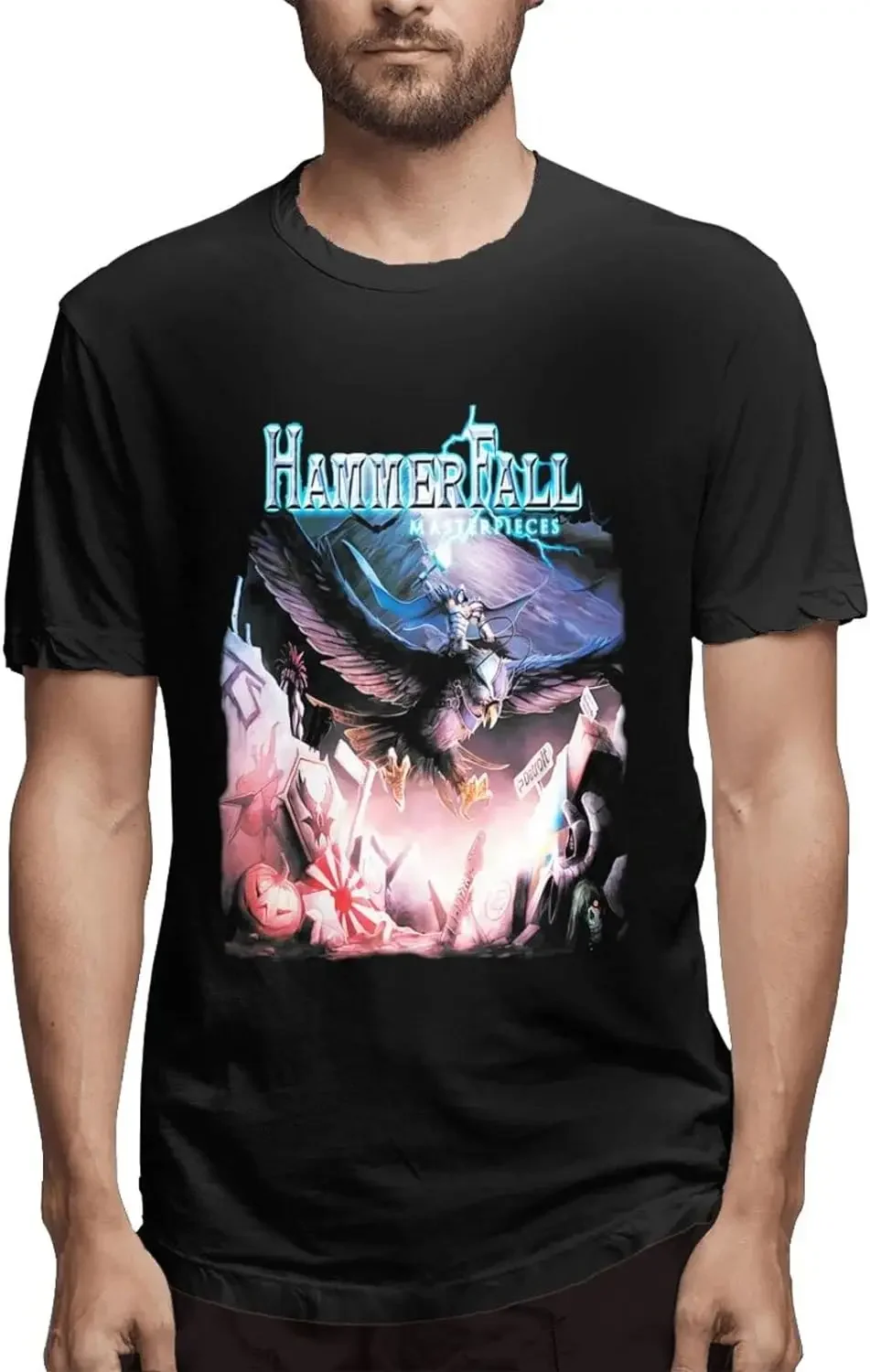 Beahala HammerFall Masterpieces T Shirt Man's Summer Round Neck Short Sleeve T-Shirts Vest