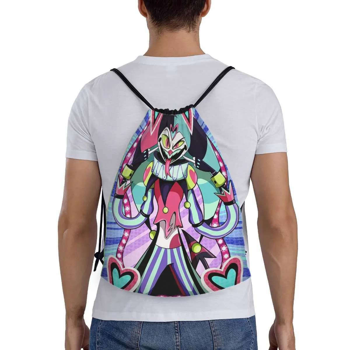 

Fizzarolli Helluva Boss Backpacks Fashion Portable Drawstring Bags Sports Bag Book Bags For Travel Students