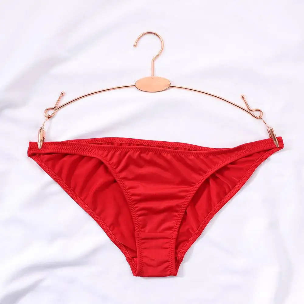 Sexy Soft Unisex Low Waist Women Milk Silk Ladies Panties Triangle Thong Solid Color