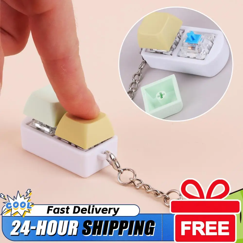 

Keyboard Fidget Fidget Clicker 2 Keys Finger Clicker Key Switch Keychain Shaft Tester for Adults Anxiety Decompression