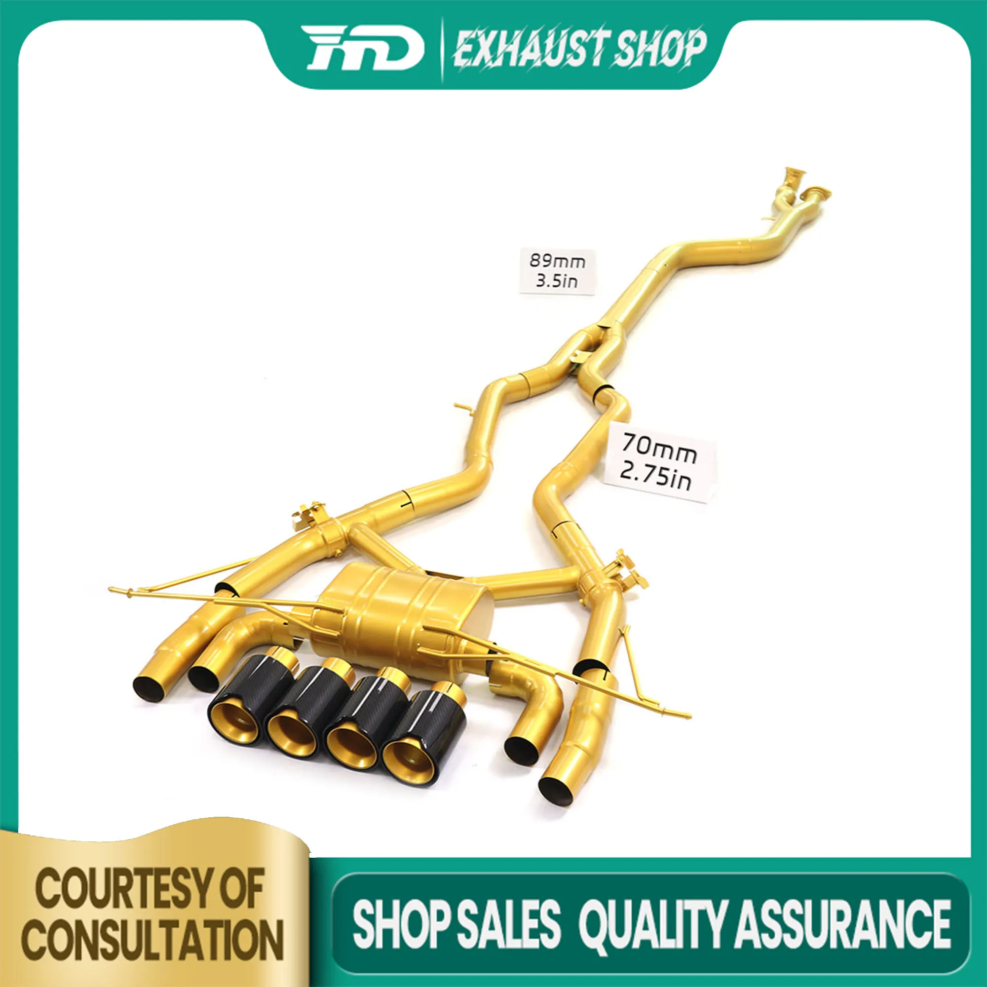

High Quality Catback For BMW M3 M4 G8X Titanium Alloy Muffler OEM Valve Tips Ceramics Exhaust System Non-destructive HMD