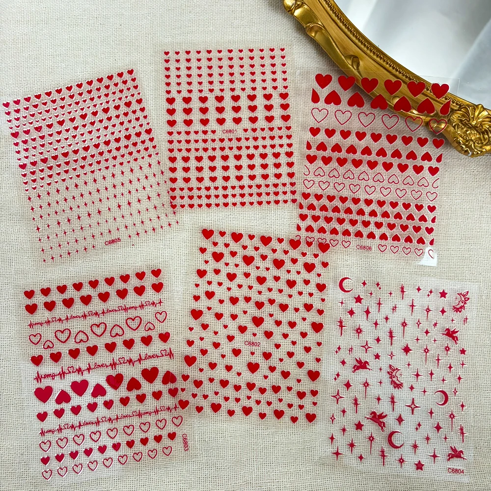 6 szt./zestaw Czerwone Naklejk – Nail Art Valentine recenzja i cena