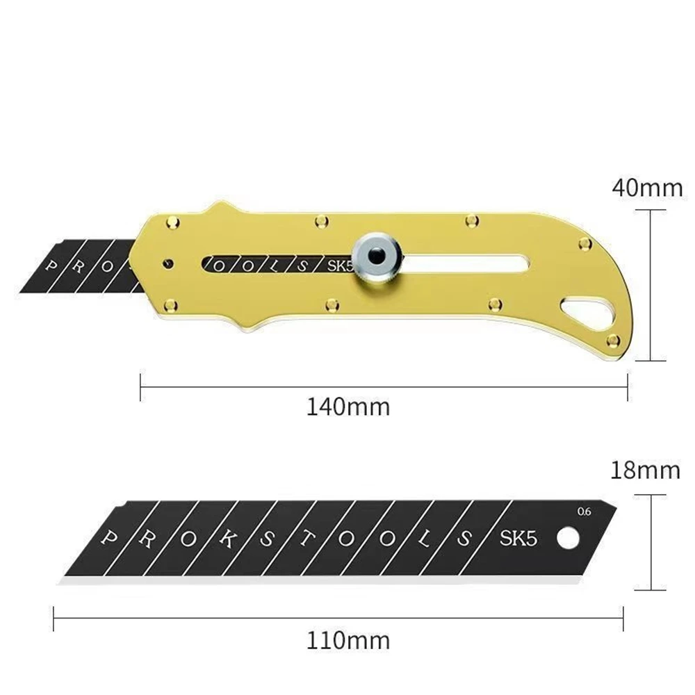 Aço inoxidável Wallpaper Utility Knife Holder, 18mm, durável, resistente, corte rápido, bloqueio manual, aderência confortável, Novo