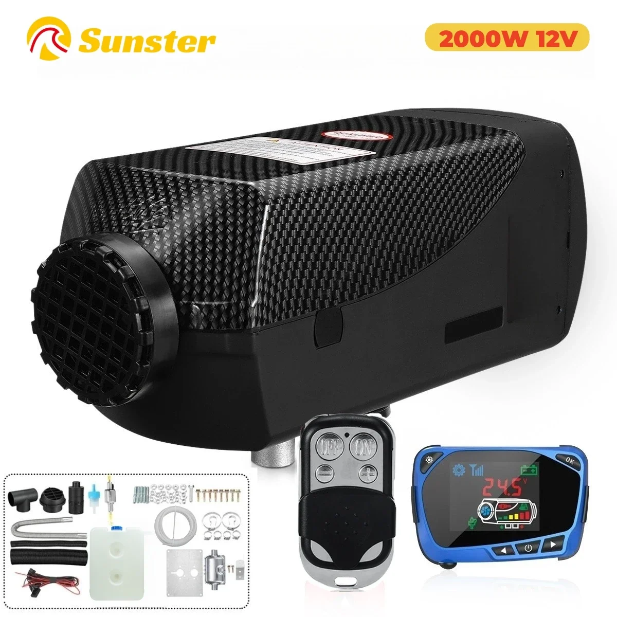 2KW 12V Portable Diesel Air Heater For Car Diesel Air Heater With Remote&LCD Switch For Car Trailer Truck Diesel Parking Heater