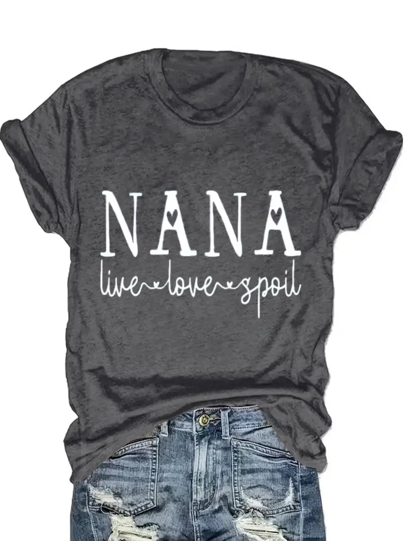 

Plus Size Women's Short Sleeve T-Shirt Nana Live Love Spoil soft and comfortable fabric summer outfits women's clothing