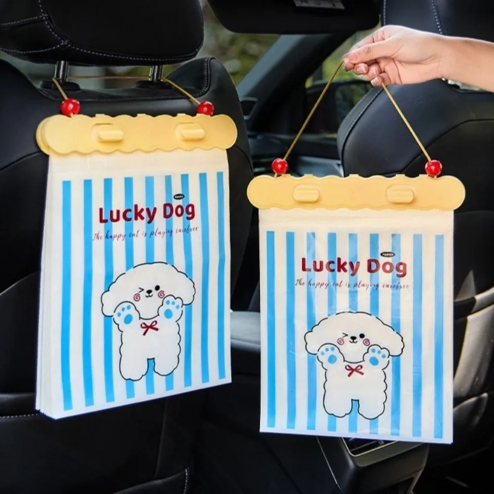 Leak-Proof Car Garbage Bags Dog Pattern Waterproof Kitchen Hanging Storage Bag Portable Portable Rubbish Pouch Travel