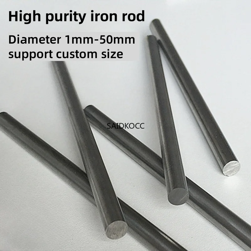 SAIDKOCC High Purity Iron Rod dia 1-50mm* 100mm Long Multiple Size Fe Element Metal Iron Stick Scientific Research Available