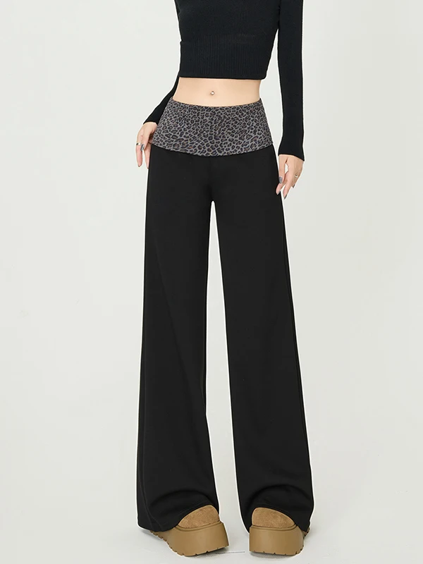 Damen Hose mit weitem Bein, Herbst und Winter, neue Sle Spor Yoga-Hose, Leopardenmuster, Patchwork, gerade, schmale Version, Lulu