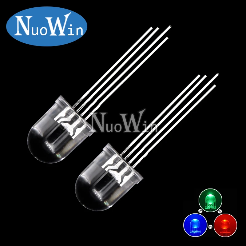 10pcs 10mm 4pins full-color RGB LED Common Anode / Cathode Transparent / Fog F10 Tri-Color Light Emitting Diode Red Green Blue