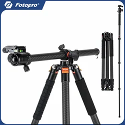 Fotopro Carbon Fiber Horizontal Tripod 75 Inch Camera Tripod for DSLR Video Camcorder 2-in-1 Tripod Monopod Max Load 22lbs