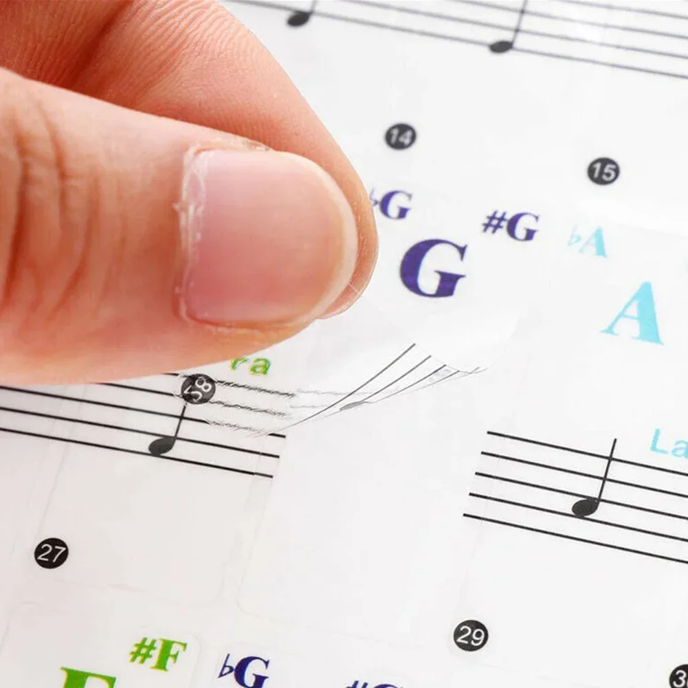 Stickers Piano Stickers Transparent Beginner Colorful For 88/61/49/37 Keys Piano Keyboard Piano Keyboard Stickers
