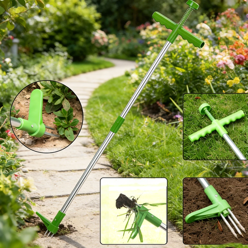 

Инструмент для удаления сорняков с длинной ручкой, прочный садовый прополочник для ухода за газоном и патио, инструмент для удаления корней при посадке