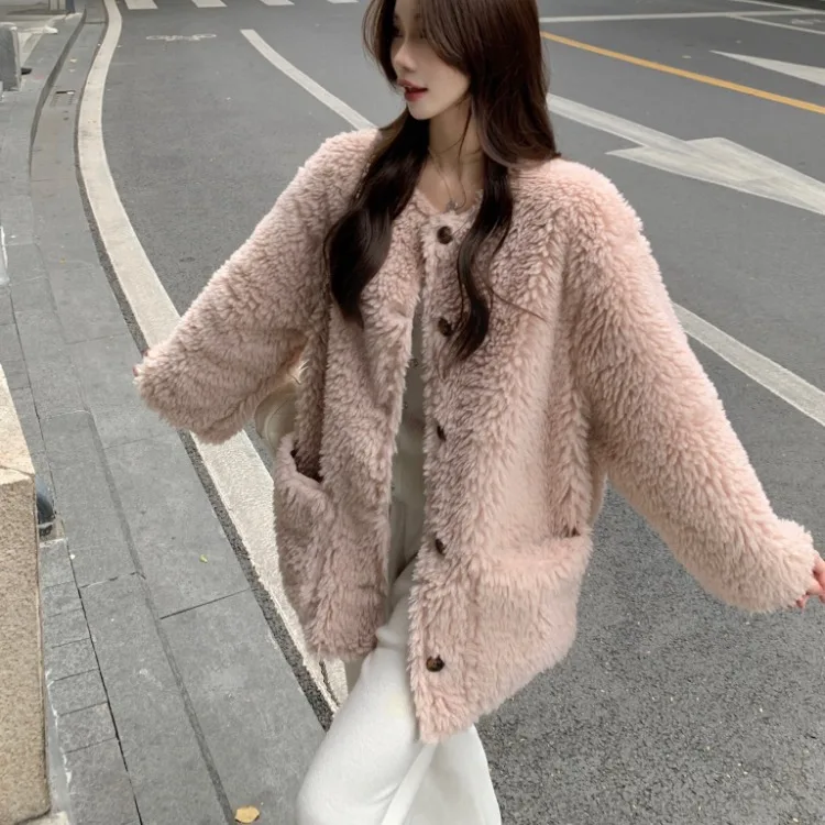 

Eco-Friendly Fur Jaet Women's Chic Simple High-End Casual Plu Outerwear Top for Autumn Winter Korean Sle Versatile