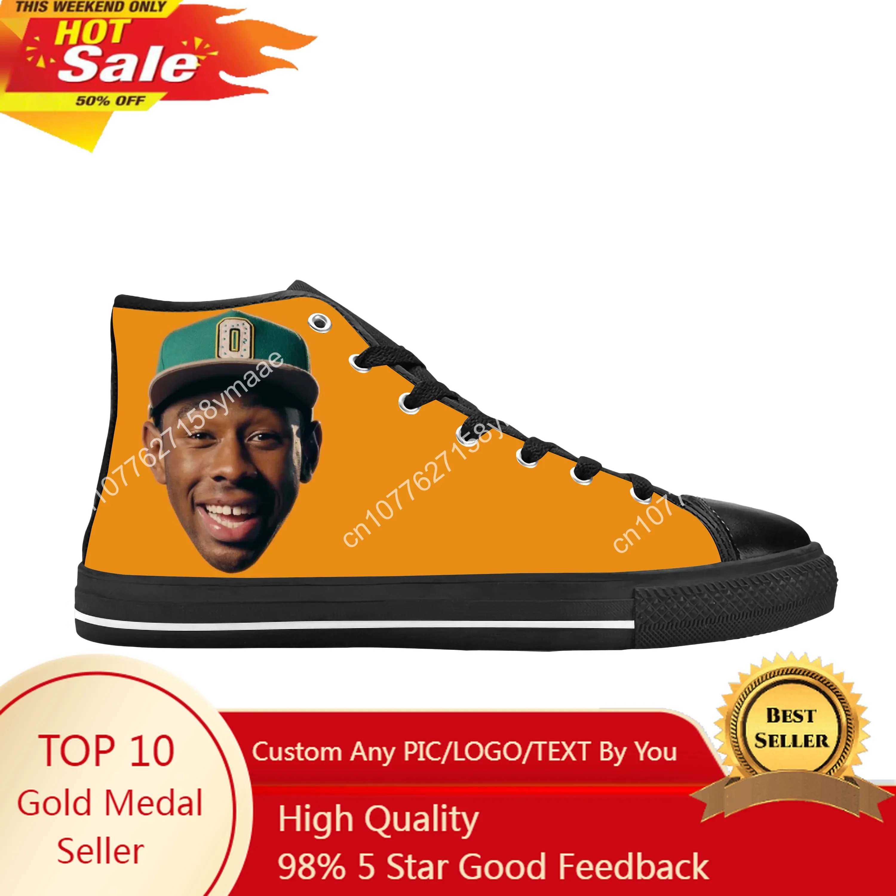 

Tyler The Creator Hip Hop Singer Rap Rapper Music Casual Cloth Shoes High Top Comfortable Breathable 3D Print Men Women Sneakers
