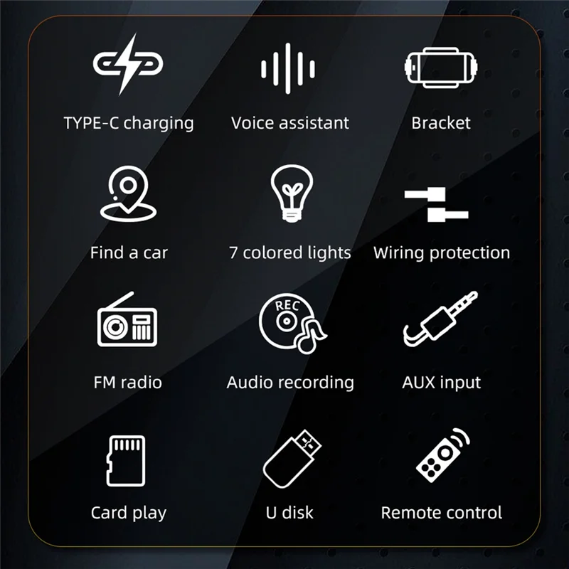 Car Radio Bluetooth 1 Din MP3 Player Handsfree A2DP Type C USB TF AUX Phone Holder Audio System Head Unit image 6