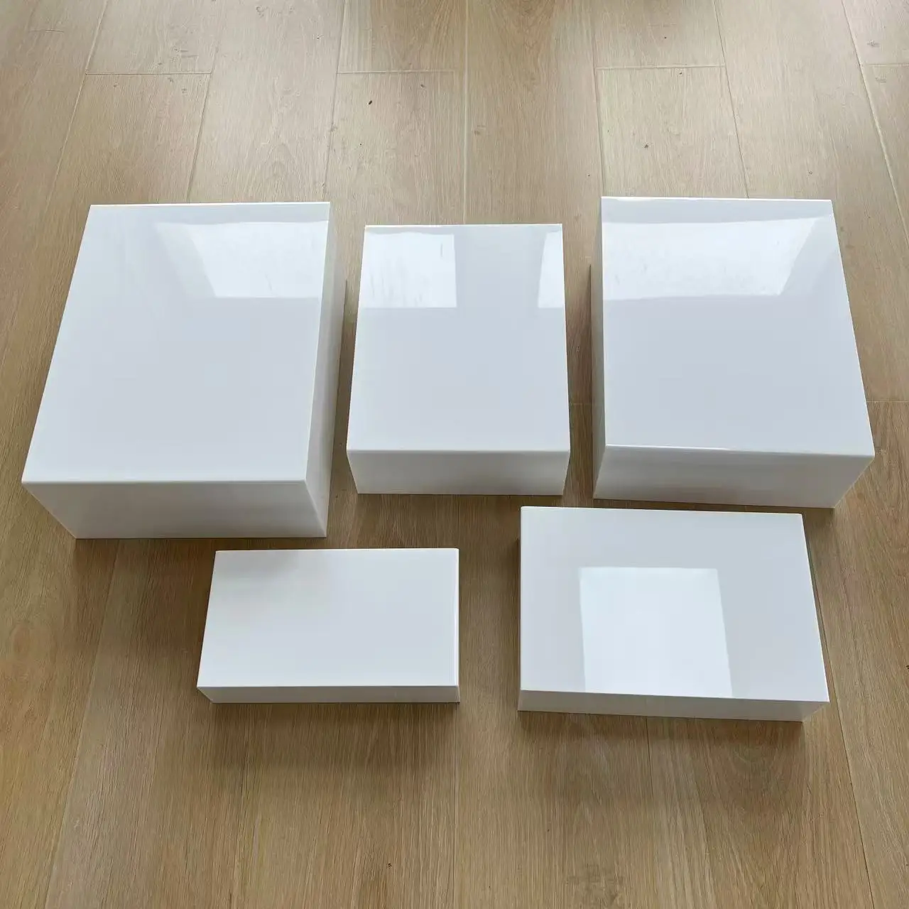 Rectangle White Acrylic Nesting Risers Stackable Dessert Buffet Stand Wedding Party Food Display Decor