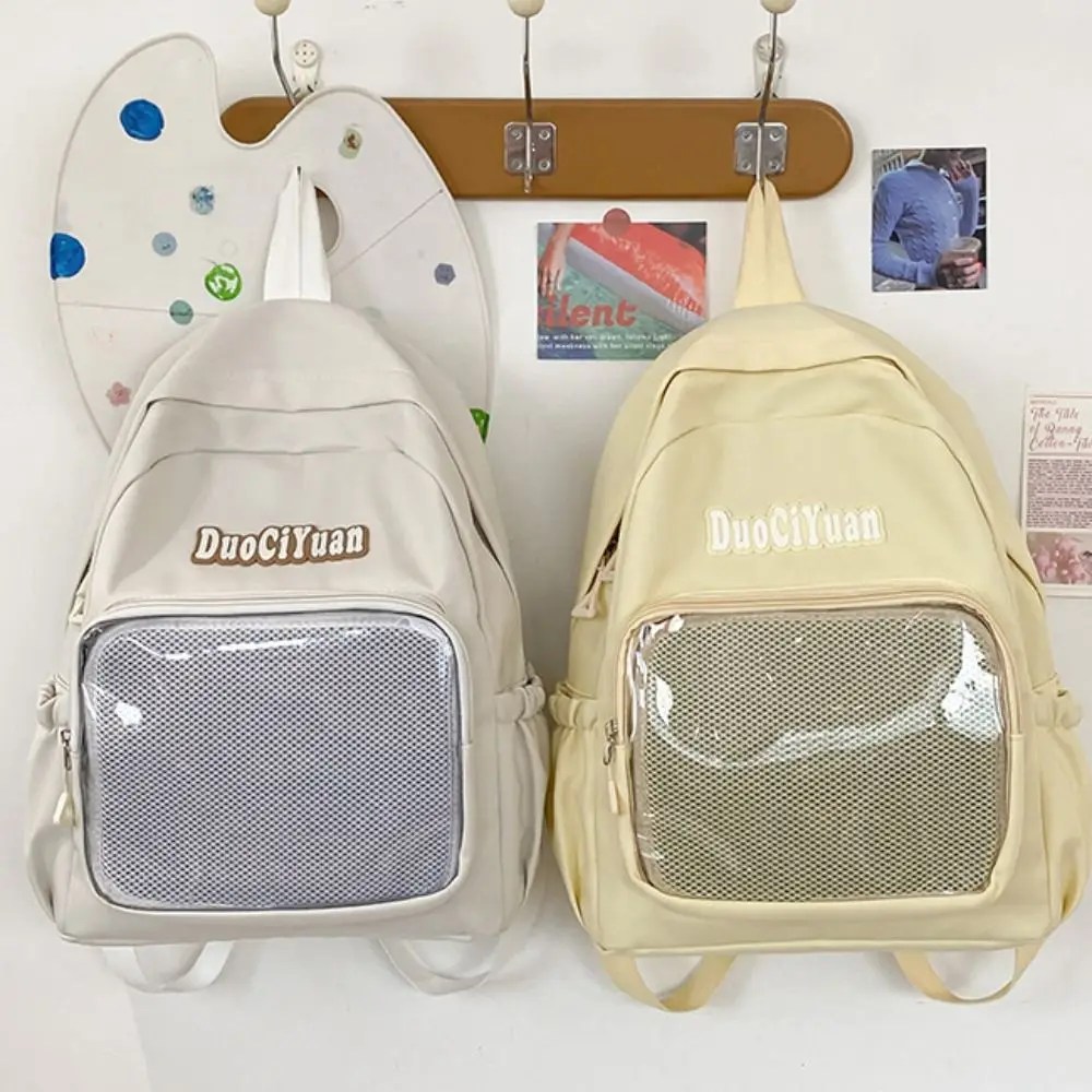 

Japanese Nylon Jk Transparent Backpack Large Capacity Simple Pockets Itabag Solid Color Y2k Korean Style School Bag Children