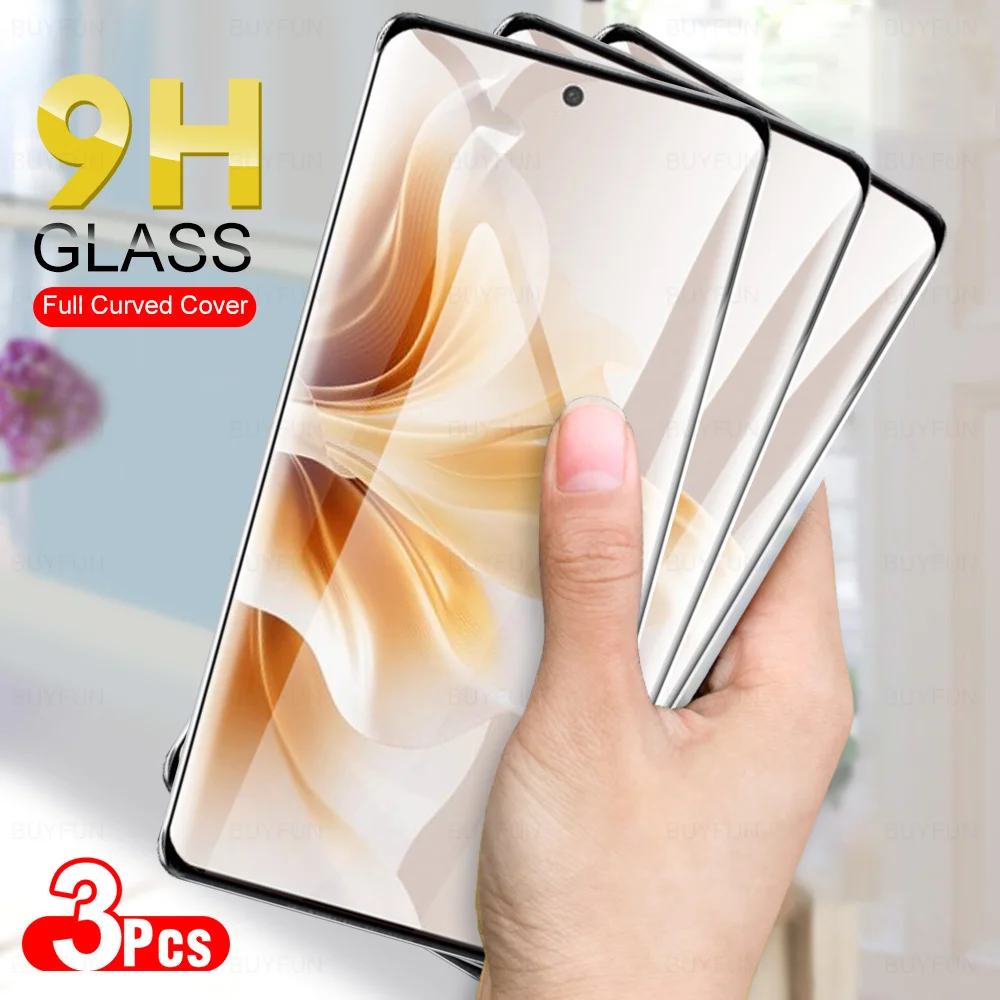 3Pcs 9H Cuvred Cover Glass For Oppo Reno11 Pro 5G Tempered Glass Screen Protector Appo Orro Reno 11 11Pro Reno11Pro 2024 6.7inch