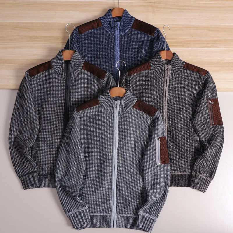 

Thiened вязаный мужской свитер с воротником-стойкой Inteated Fce осень-зима повседневный Sle полиэфирное волокно длинный све Jaet