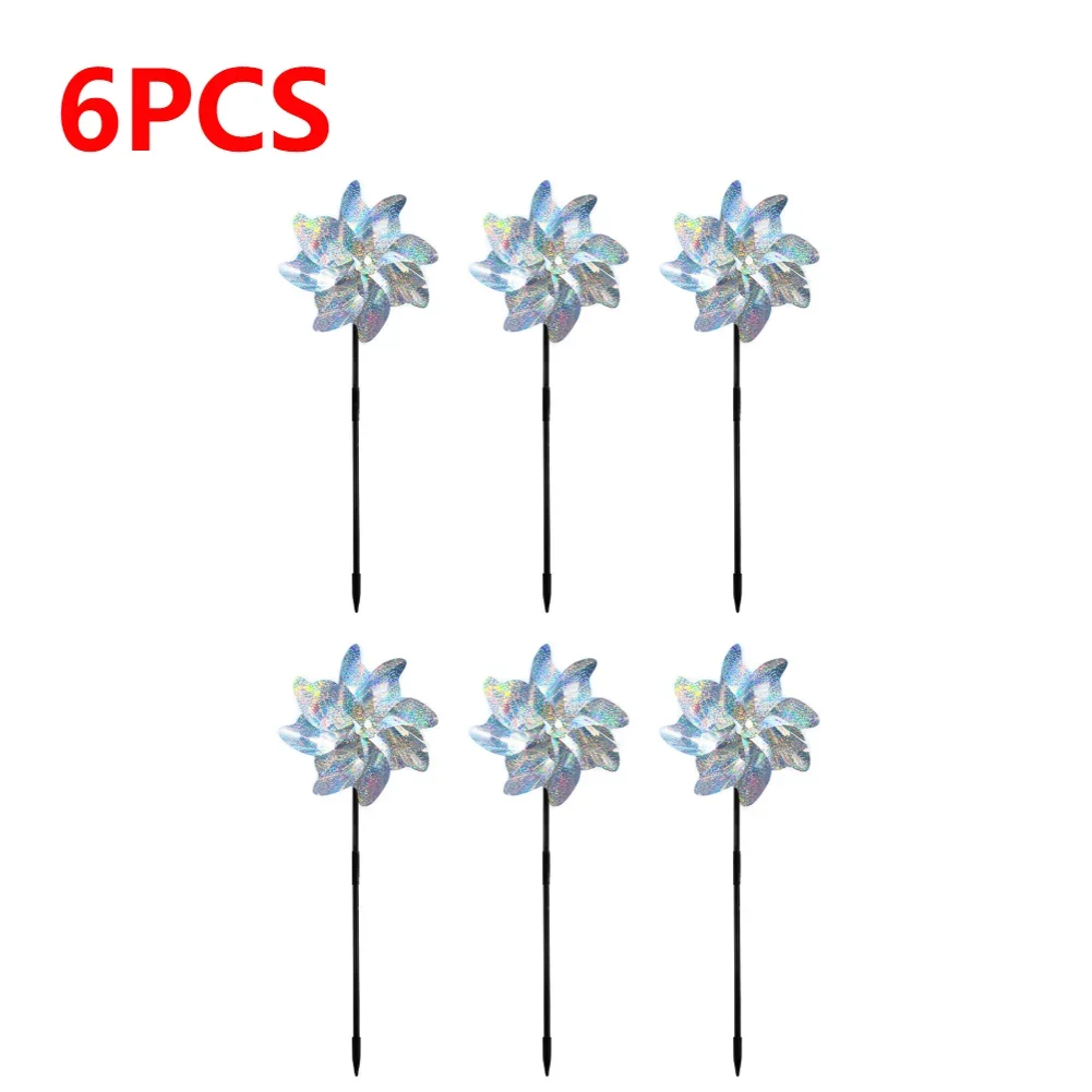 APWIKOGER 1-10PCS DIY Silber Laser Vogel Repellent Für Bauernhof Outdoor Vogel Repeller Rasen Dekor Vogel Repeller Windmühle garten Rotierenden Windmil 4