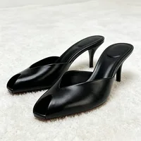 Luxury Designer Gold Heeled Slippers Women Sexy Open Toe Elegant Slide Sandals for Ladies Wedding Bridal Pumps Zapatos De Mujer - Image 3