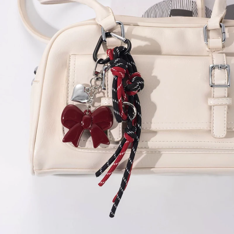 Maillard Braid Rope Pendant Exquisite Cute Leather Pendant Charm With Mini Bow Bag Women Luxury Bag Key Chain Mobile Phone Decor