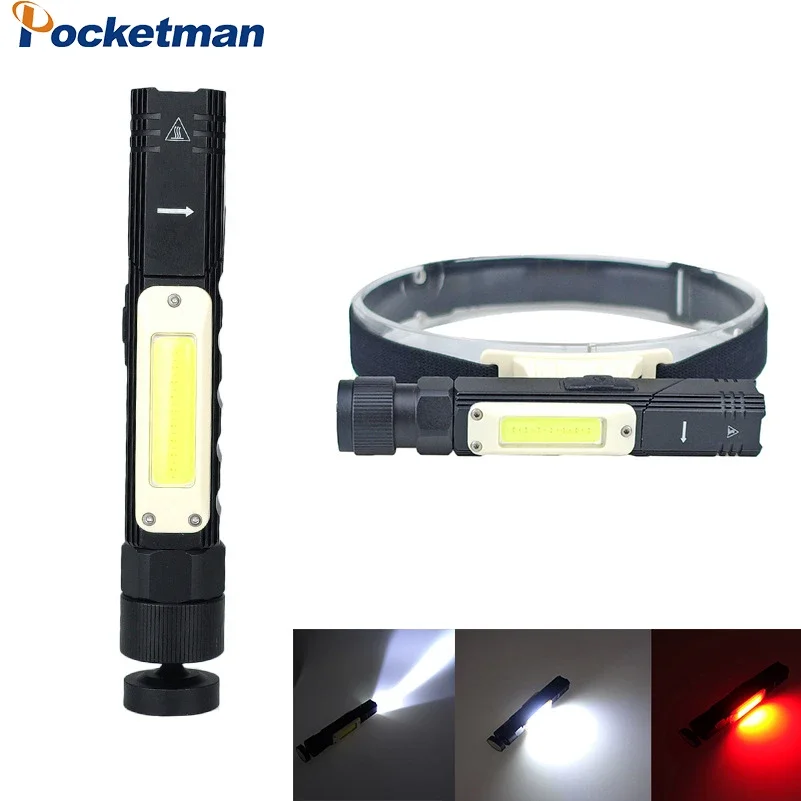 

Super Bright Portable LED Flashlight 90 Degree Twist Rotary Clip Rechargeable Work Light Emergency Torch 5 Modes Handfree Lights