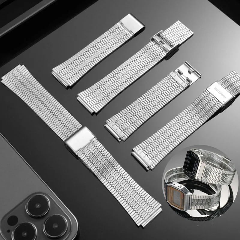 Стальной ремешок с небольшой талией, бесступенчатая регулировка, узкий дизайн корпуса, ремешок для часов для Casio AE1200 AE-1200 AE1300 A158 A168 AQ-150W F-108 Стальной ремешок с небольшой талией, бесступенчатая регулировка, узкий дизайн корпуса, ремешок для часов для Casio AE1200 AE-1200 AE1300 A158 A168 AQ-150W F-108